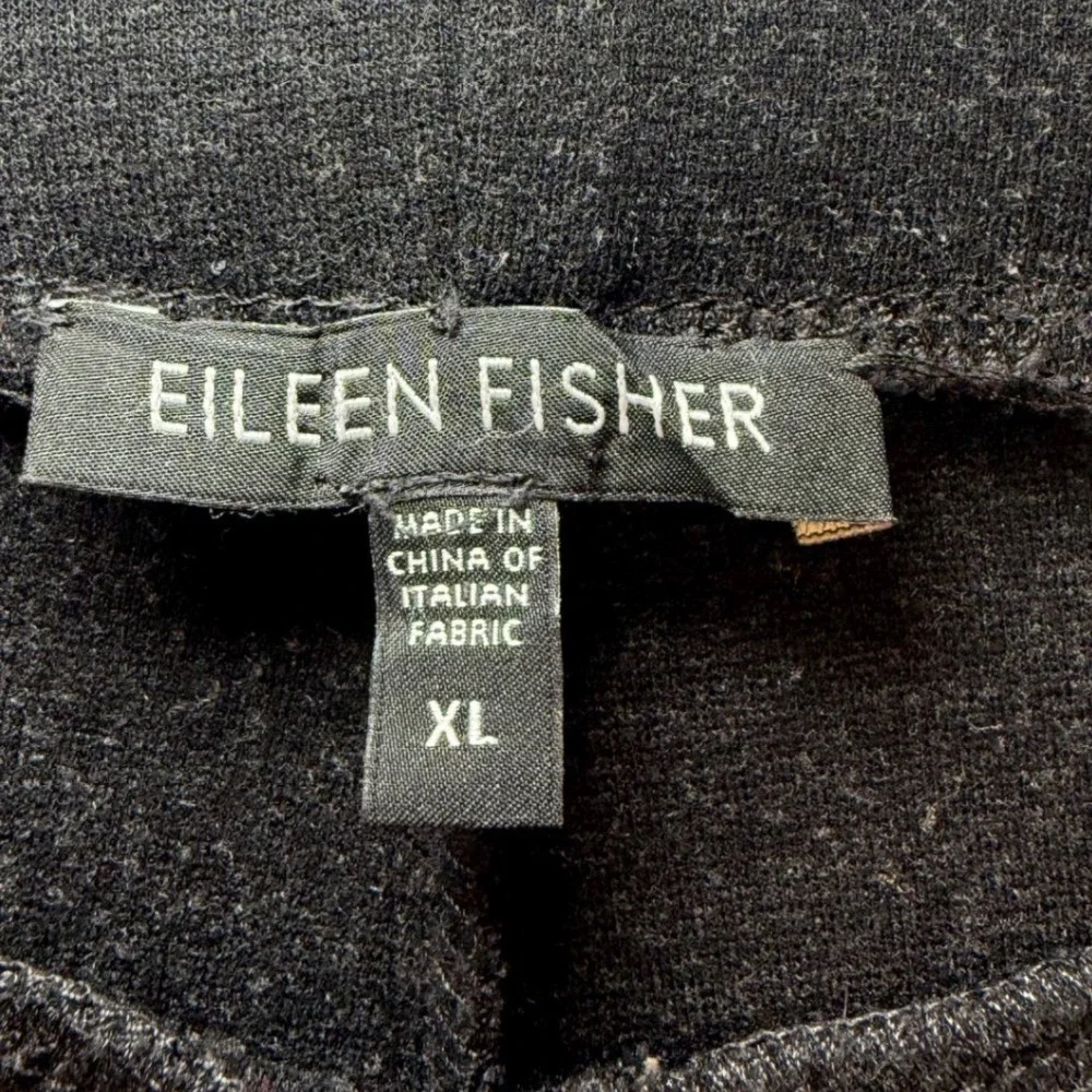 Eileen‎ Fisher Italian Fabric Pull On Straight Leg Pants Black Womens XL